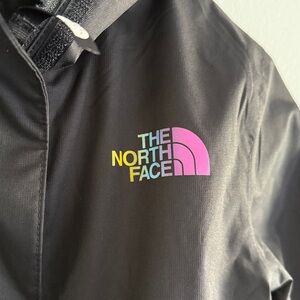 The North Face Black Hooded Shell Jacket with Purple Logo
